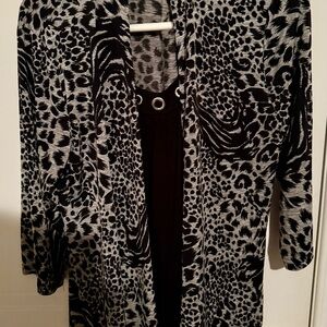 Black and Gray Animal Print Cardigan